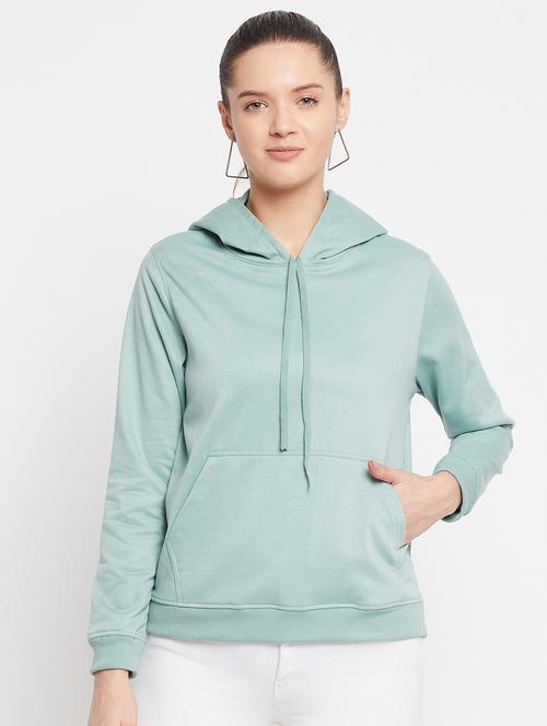 hooded neck solid sweatshirt - 18032691 - Very Small Image - 1