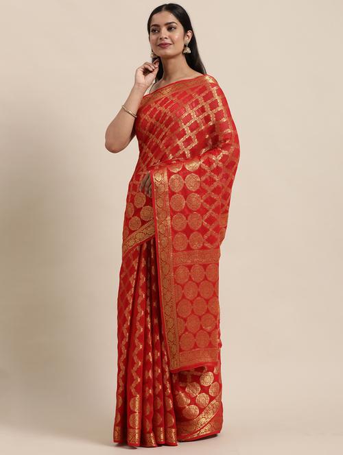 self design woven saree with blouse - 18032978 - Very Small Image - 1