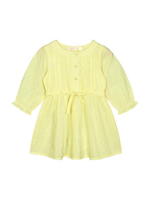 yellow dobby work solid frock - 18033032 - Very Small Image - 1
