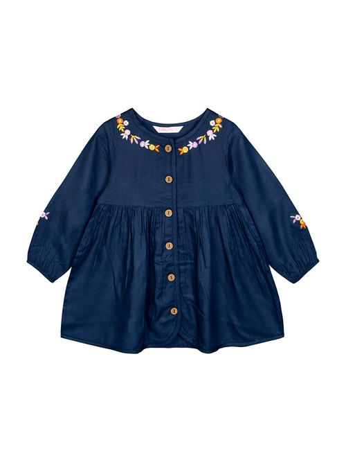 navy blue embroidered regular top - 18033130 - Very Small Image - 1