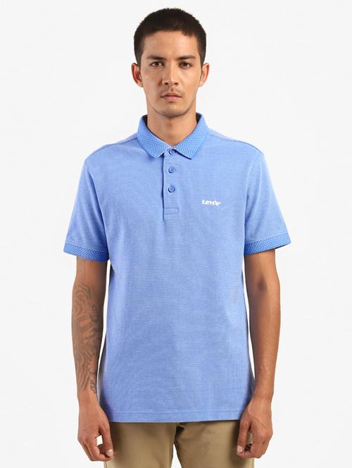blue self design polo t-shirt - 18033537 - Very Small Image - 1