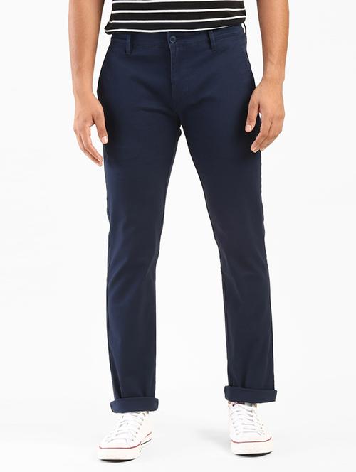 navy blue solid chinos  - 18033624 - Very Small Image - 1