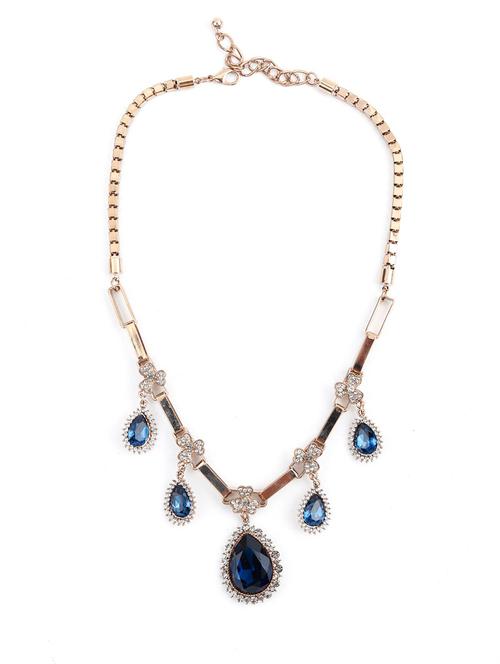 rose gold princess necklace with sapphire blue droppings - 18034263 - Very Small Image - 1