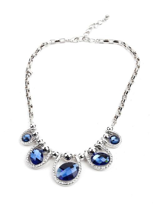  sapphire silver rhinestone collar necklace - 18034300 - Very Small Image - 1