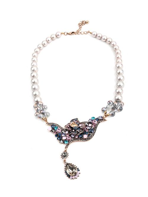 white pearl with abstract shaped stones necklace - 18034310 - Very Small Image - 1