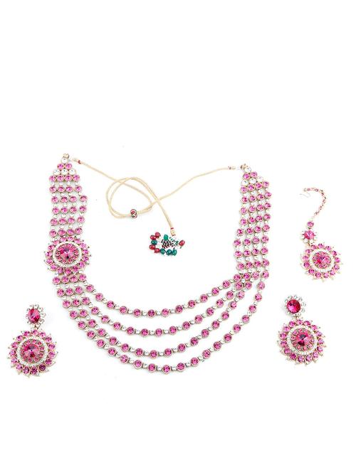 pink metal necklaces and earring - 18037998 - Very Small Image - 1