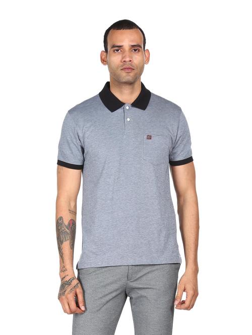 grey self design polo t-shirt - 18038565 - Very Small Image - 1