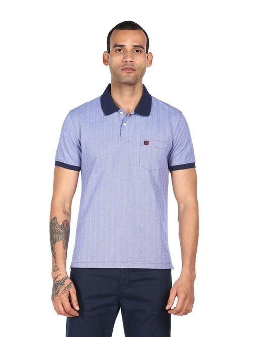 blue self design polo t-shirt - 18038570 - Very Small Image - 1