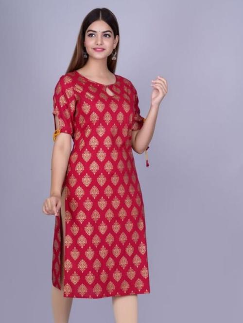 red colour party wear kurti  - 18039119 - Very Small Image - 1