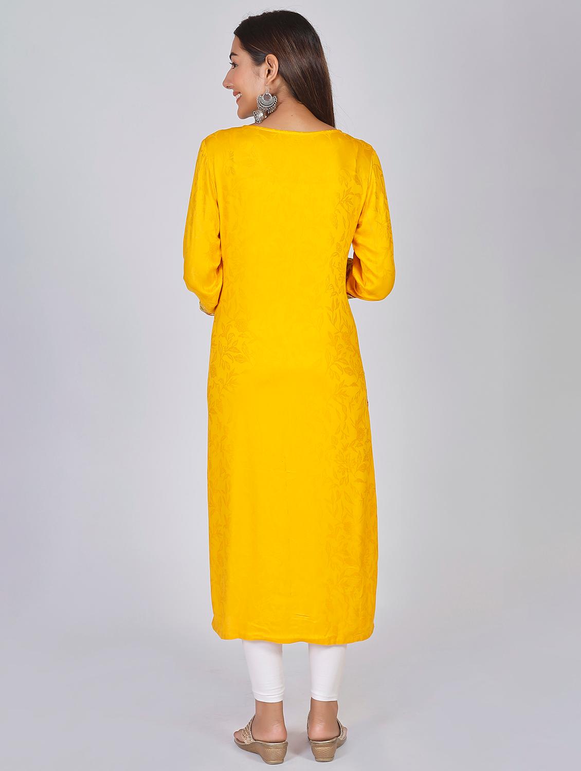 yellow modal kurta legging set - 18040089 - Zoom Image - 2