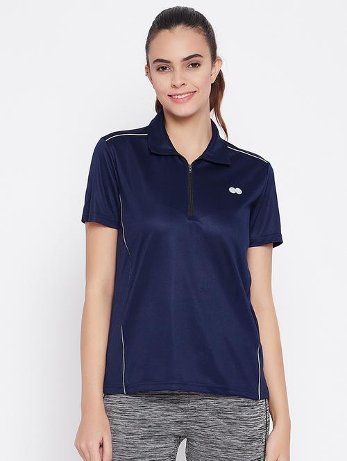 women's striped polo neck t-shirt - 18041601 - Very Small Image - 1