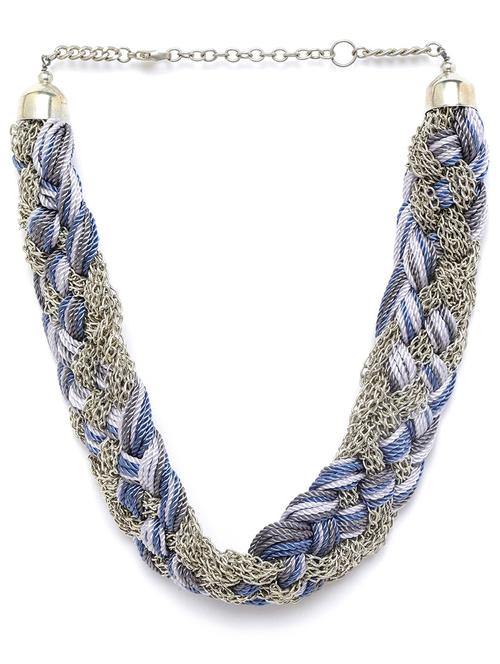 blue & grey silver-plated braided necklace - 18041857 - Very Small Image - 1