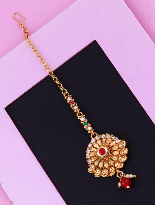 exclusive gold plated traditional maang tikka - 18042316 - Very Small Image - 1