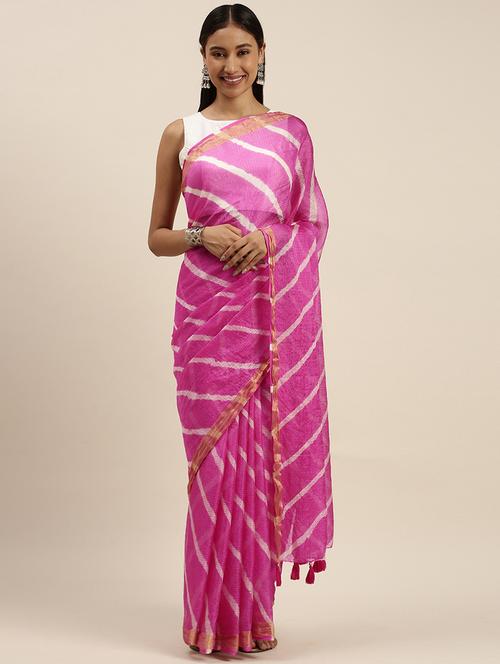 women's leheriya pink colored saree - 18042352 - Very Small Image - 1