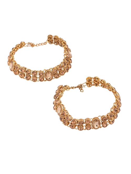 traditional crystal payal anklets set, brown - 18042601 - Very Small Image - 1
