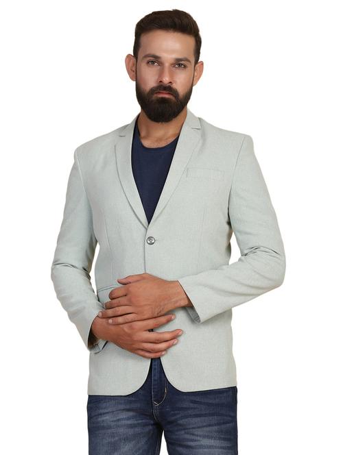 green solid single breasted formal blazer - 18042884 - Very Small Image - 1
