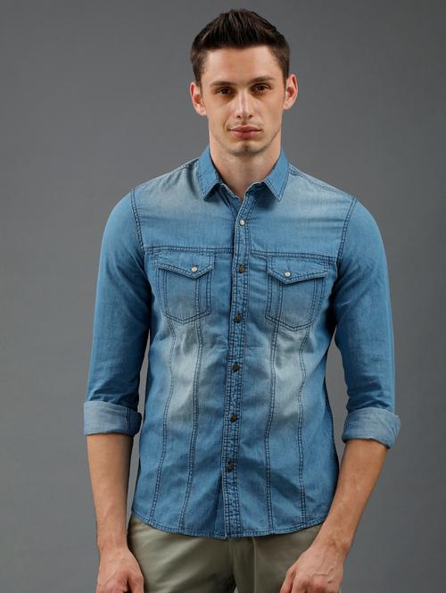 light blue faded casual shirt - 18042889 - Very Small Image - 1