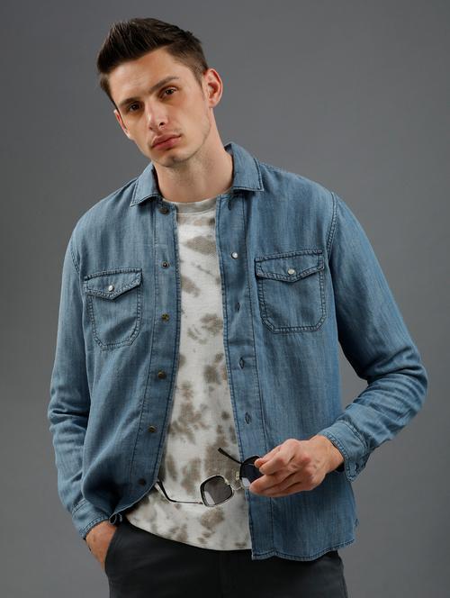 light blue faded casual shirt - 18042891 - Very Small Image - 1