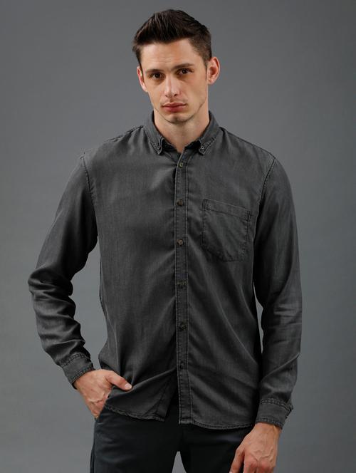 black faded casual shirt - 18042893 - Very Small Image - 1