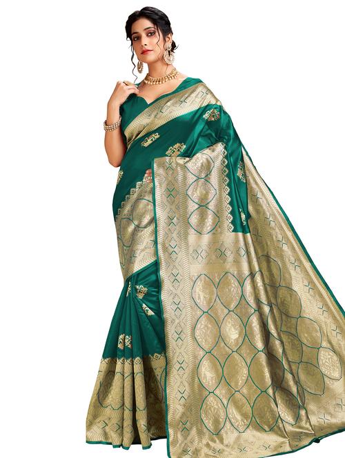 jacquard work handloom saree  with blouse - 18043111 - Very Small Image - 1