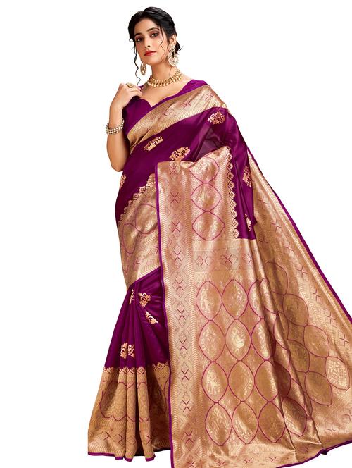 jacquard work handloom saree  with blouse - 18043113 - Very Small Image - 1