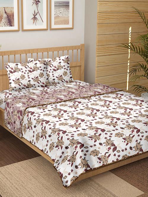 150 tc floral print cotton 4-piece bedding king size set (1 dohar, 1 bedsheet with 2 pillow covers ) - 18043543 - Very Small Image - 1