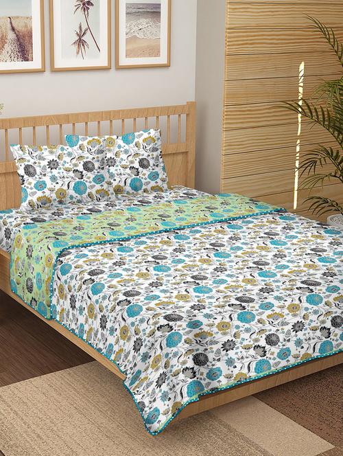 150 tc floral print cotton 4-piece bedding king size set (1 dohar, 1 bedsheet with 2 pillow covers ) - 18043556 - Very Small Image - 1