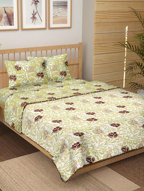 150 tc floral print cotton 4-piece bedding king size set (1 dohar, 1 bedsheet with 2 pillow covers ) - 18043564 - Very Small Image - 1