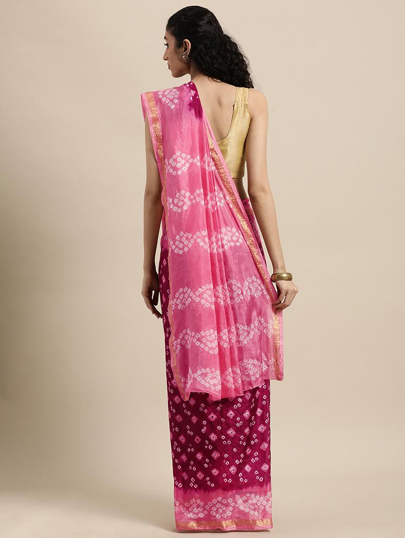 women's printed maroon colored saree - 18044144 - Zoom Image - 1