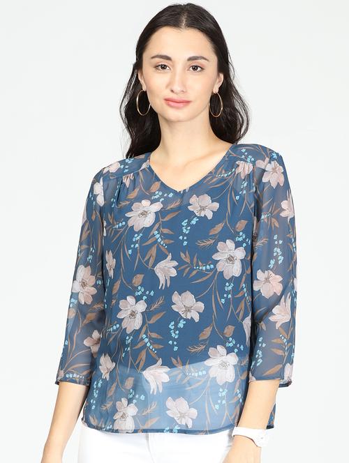 women's straight v neck top - 18044201 - Very Small Image - 1