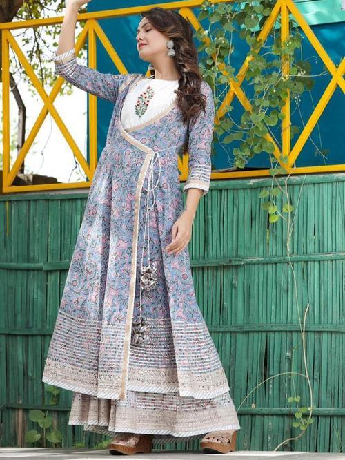 angrakha dress with plazo cotton fabric  - 18044253 - Very Small Image - 1
