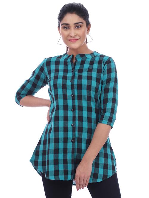 women's a line mandarin neck top - 18045655 - Very Small Image - 1