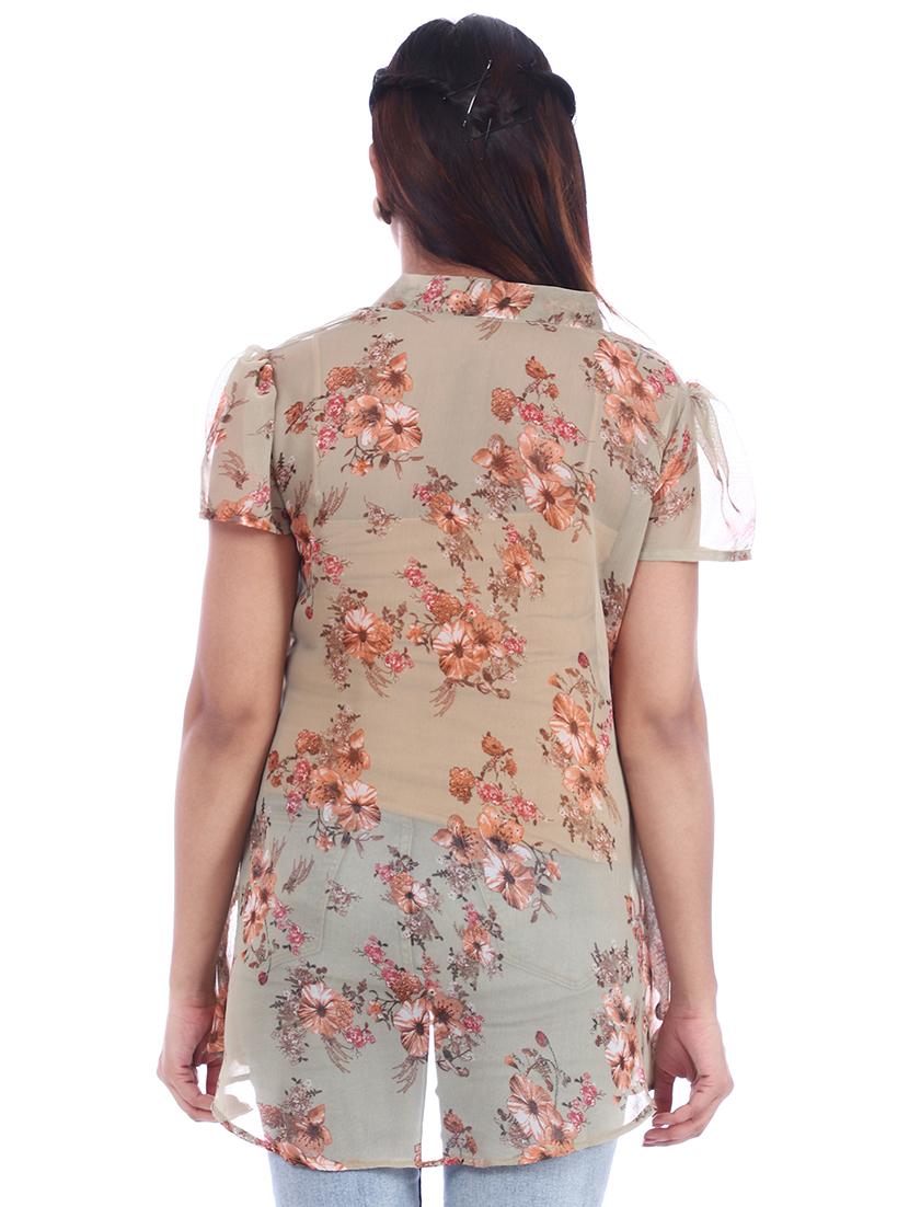 women's a line tie-up neck top - 18045667 - Standard Image - 2