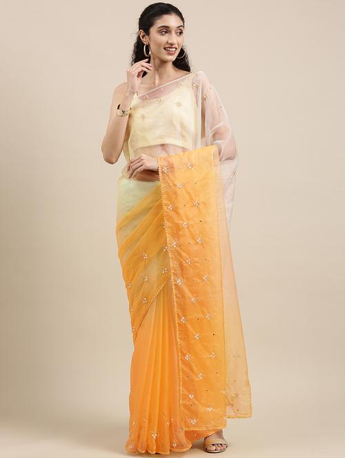 hand embellished ombre saree - 18046349 - Very Small Image - 1