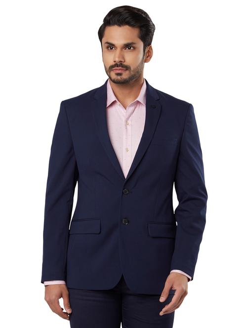 navy blue solid formal blazer - 18046420 - Very Small Image - 1