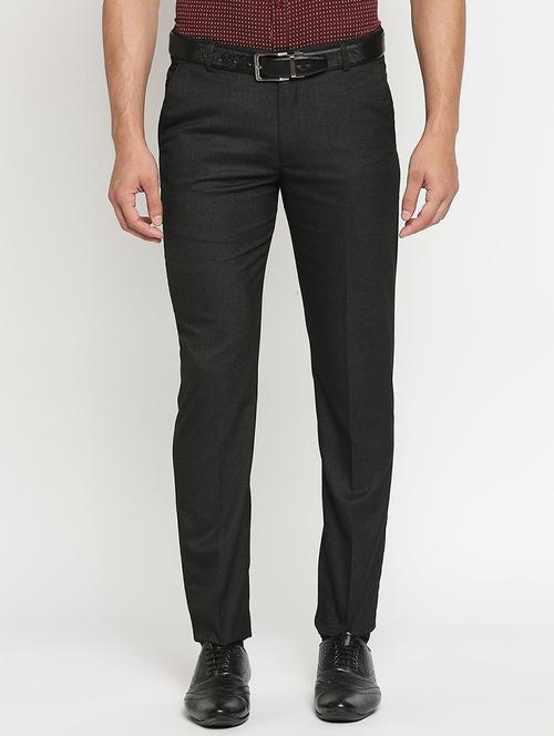 black solid flat front formal trouser - 18046495 - Very Small Image - 1