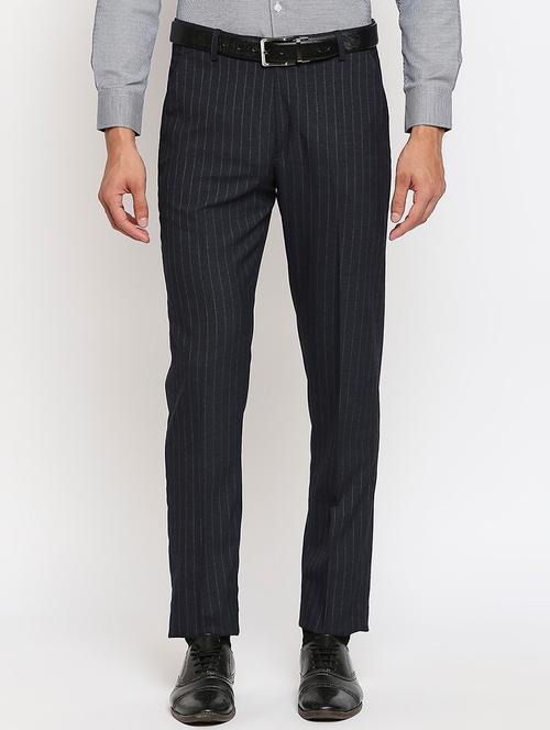 black striped flat front formal trouser - 18046497 - Very Small Image - 1