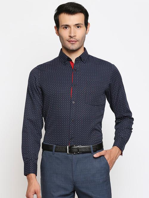 navy blue printed formal shirt - 18046510 - Very Small Image - 1
