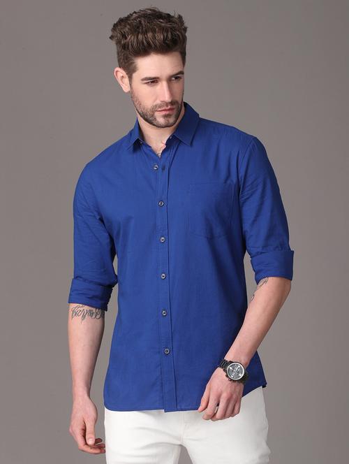 royal blue color formal men's shirt - 18047511 - Very Small Image - 1