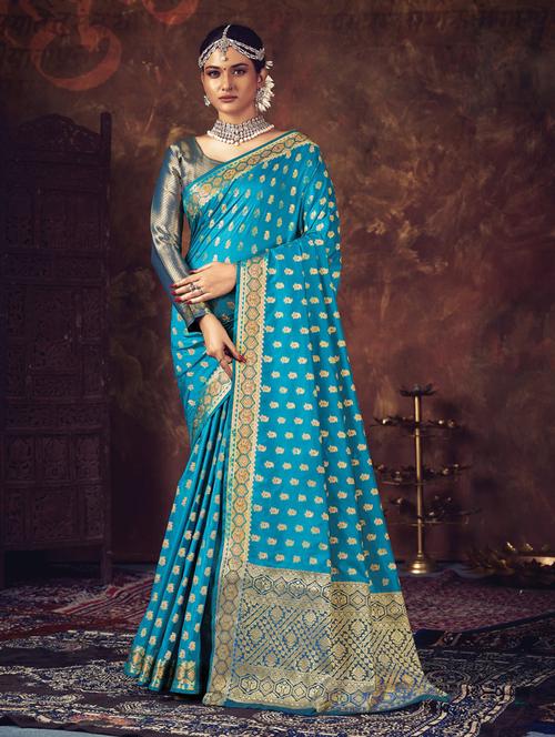women's banarasi saree with blouse - 18049510 - Very Small Image - 1