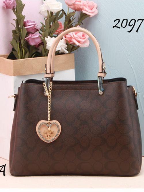 ladies handbag material pu leatherette brown  - 18049798 - Very Small Image - 1