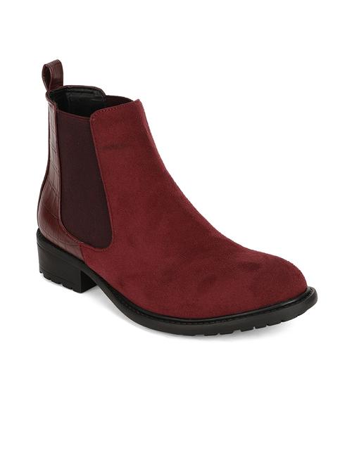 maroon faux leather ankle  boots - 18049918 - Very Small Image - 1