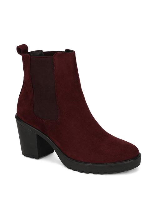 maroon faux leather ankle  boots - 18049924 - Very Small Image - 1