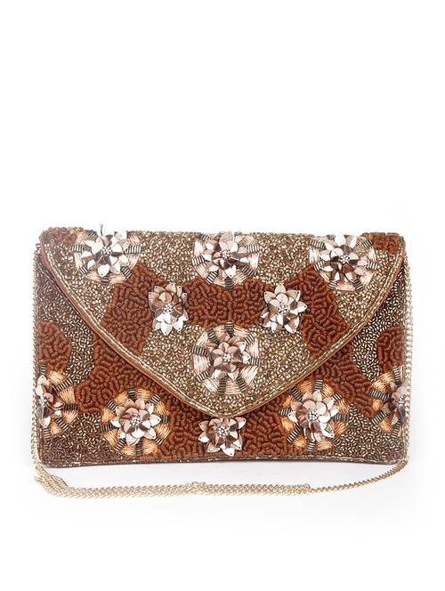brown embellished regular clutch - 18050015 - Very Small Image - 1