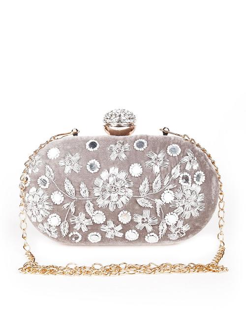 grey embroidery regular clutch - 18050016 - Very Small Image - 1