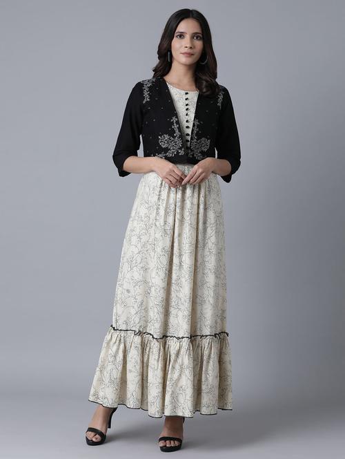 printed tiered flare ethnic dress  - 18050106 - Very Small Image - 1