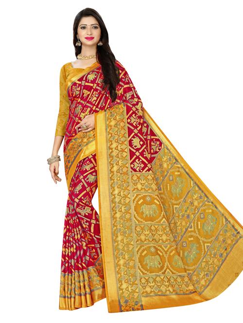 ikat printed saree  with blouse - 18050632 - Very Small Image - 1