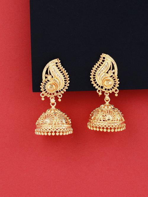 traditional gold plated jhumka earring  - 18051115 - Very Small Image - 1