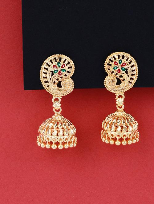 traditional gold plated jhumka earring  - 18051117 - Very Small Image - 1
