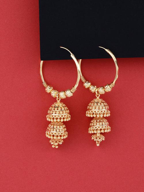traditional gold plated jhumka earring  - 18051122 - Very Small Image - 1